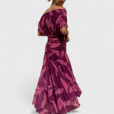 שמלת מקסי עם הדפס עלי שירה