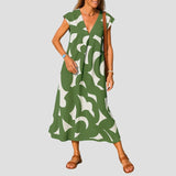 סילבינה – שמלת מקסי זורמת עם צווארון וי אלגנטי