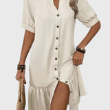 שמלת מידי עם קפלים וכפתורים של טליה