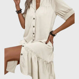 שמלת מידי עם קפלים וכפתורים של טליה