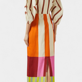 אליסון שמלה רכה עם מחשוף קדמי ושרוולים תפוחים