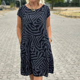 נליה™ - שמלת קיץ עם צווארון עגול ודפס יפה