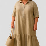 באלנה | שמלת כיסוי בטן עם כפתור חצי