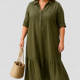 באלנה | שמלת כיסוי בטן עם כפתור חצי