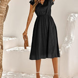 Julieta - שמלת מידי עם שרוולים עם קפלים