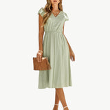 Julieta - שמלת מידי עם שרוולים עם קפלים