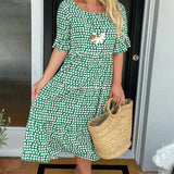 Mariam - שמלת מידי עם שרוולים קצרים