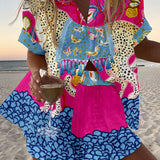 בלינה™ | חליפת לייקרה קצרה עם הדפס פרפרים