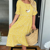 Mariam - שמלת מידי עם שרוולים קצרים