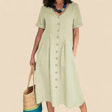 Vivienne - שמלת כותנה עם שרוולים קצרים