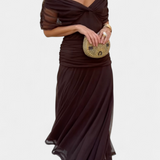 אלונדרה שמלה ארוכה עם הדפס פרחוני פנטזיה וצווארון בצורת V