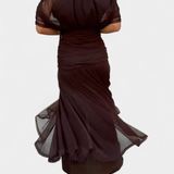 אלונדרה שמלה ארוכה עם הדפס פרחוני פנטזיה וצווארון בצורת V