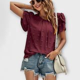 חולצת שרלוט עם שרוולים פרחוניים בסגנון Swiss Dot