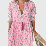 שמלת פרחונית עם צווארון וי של Liron