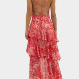 דומניקה שמלת גזה עם מחשוף V ושכבות זורמות