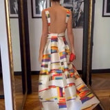 Vivien - שמלת מקסי עם הדפס גיאומטרי