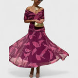 שמלת מקסי עם הדפס עלי שירה