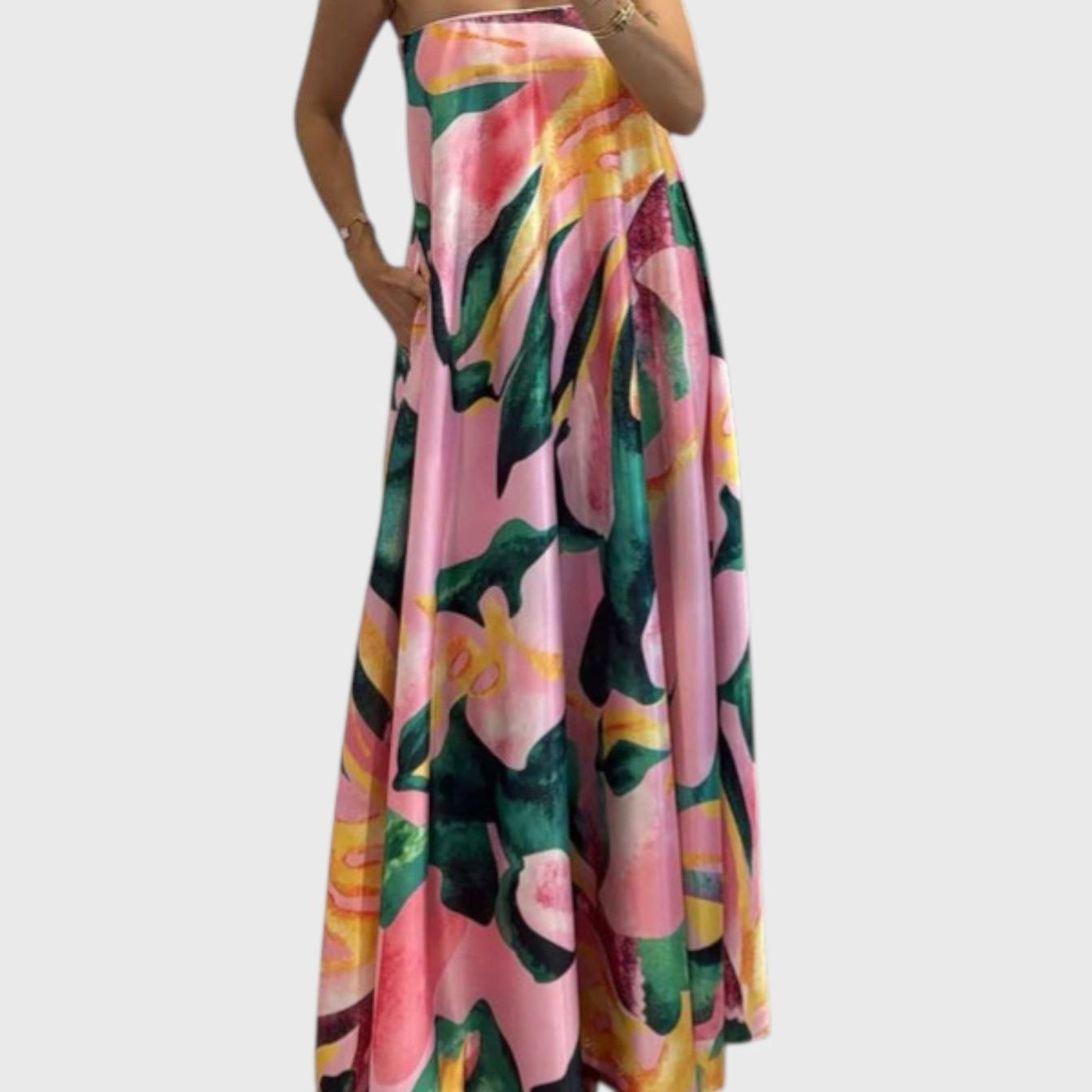 שמלת מקסי פרחונית של שירה מבד סאטן