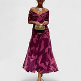 שמלת מקסי עם הדפס עלי שירה