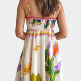 ארלין שמלת מידי פשתן מודפסת מעורבת