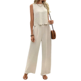 ולריה – וסט עם שוליים פרחוניים ומכנסיים ארוכים