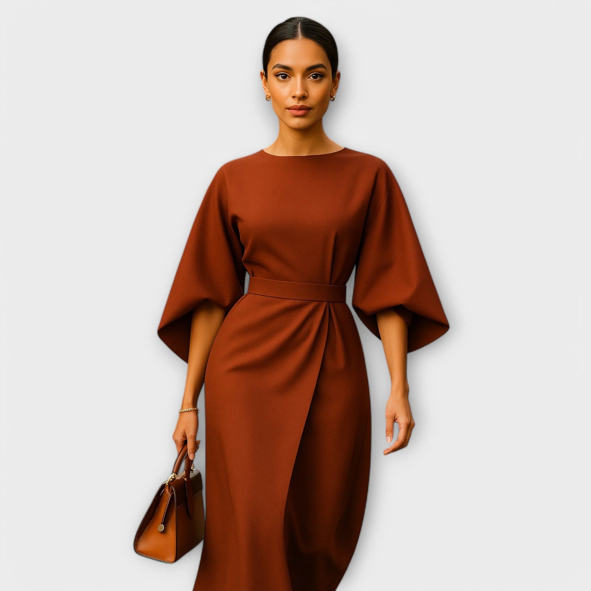 ורד - שמלת מקסי סתווית עם חגורה