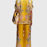 חולצת סאטן בגזרה גדולה עם קשיו