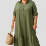 באלנה | שמלת כיסוי בטן עם כפתור חצי