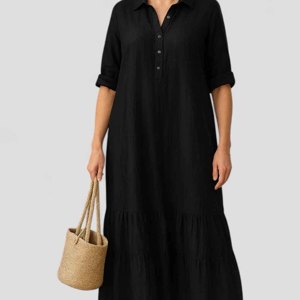 באלנה | שמלת כיסוי בטן עם כפתור חצי