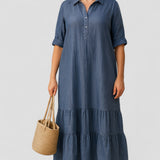 באלנה | שמלת כיסוי בטן עם כפתור חצי