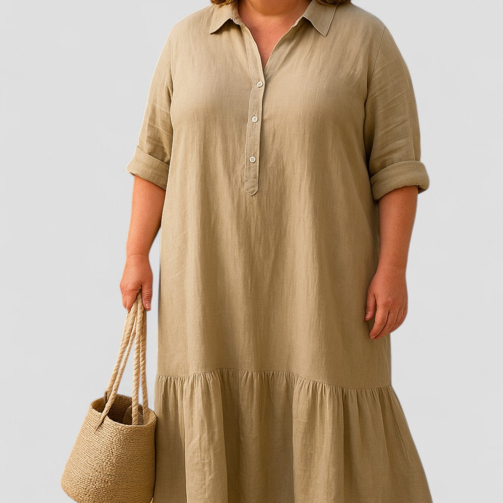 באלנה | שמלת כיסוי בטן עם כפתור חצי