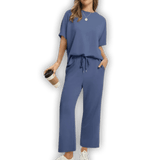 סט טופ ומכנסיים נוחות לנשים - אלגנטי ומרגיע