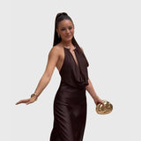 שמלת מקסי סאטן עם צווארון קולר של Noa