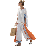 אלינה | מכנסיים רחבים עם פסים וחולצת פשתן קלילה