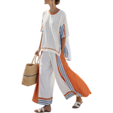 אלינה | מכנסיים רחבים עם פסים וחולצת פשתן קלילה