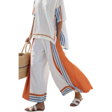 אלינה | מכנסיים רחבים עם פסים וחולצת פשתן קלילה