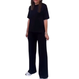 סט תואם אלגנטי עם שרוולים קצרים בגוון אחיד