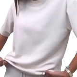 סט תואם אלגנטי עם שרוולים קצרים בגוון אחיד