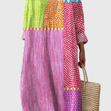 שמלת מידי אלגנטית עם שרוולים ארוכים והדפסה של שירה