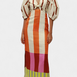 אליסון שמלה רכה עם מחשוף קדמי ושרוולים תפוחים