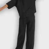 חליפת כותנה-פשתן אלגנטית לנשים בשני חלקים