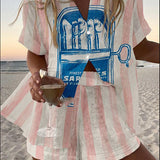 סילבה™ | חליפת לייקרה קצרה עם הדפסת סרדינים