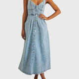 שמלת מידי ג'ינס קלאסית ללא שרוולים של מאיה