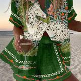 Céphira™ | חליפת לינו קצרה עם הדפס סוסים