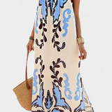 וילמה שמלה עם הדפס טרופי וגב פתוח
