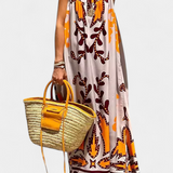 וילמה שמלה עם הדפס טרופי וגב פתוח