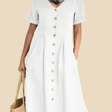 Vivienne - שמלת כותנה עם שרוולים קצרים