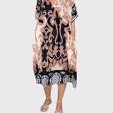 שמלת מידי עם צווארון וי והדפסה רחבה של טליה