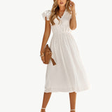 Julieta - שמלת מידי עם שרוולים עם קפלים