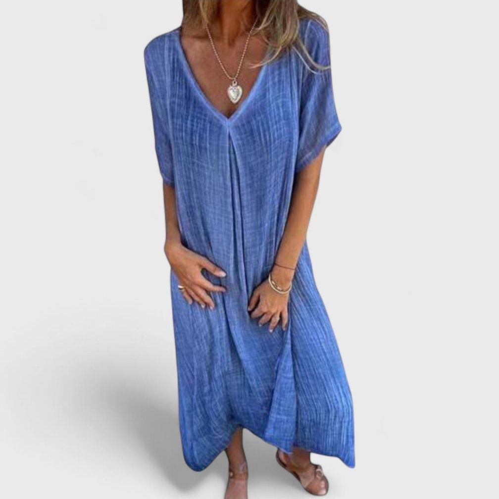 שמלת זיווה עם צווארון וי